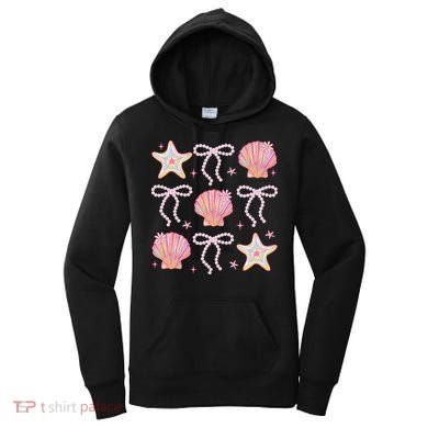 Summer Vibe Coquette Bow Pearl Clam Starfish Cotton Candy Women's Hoodie