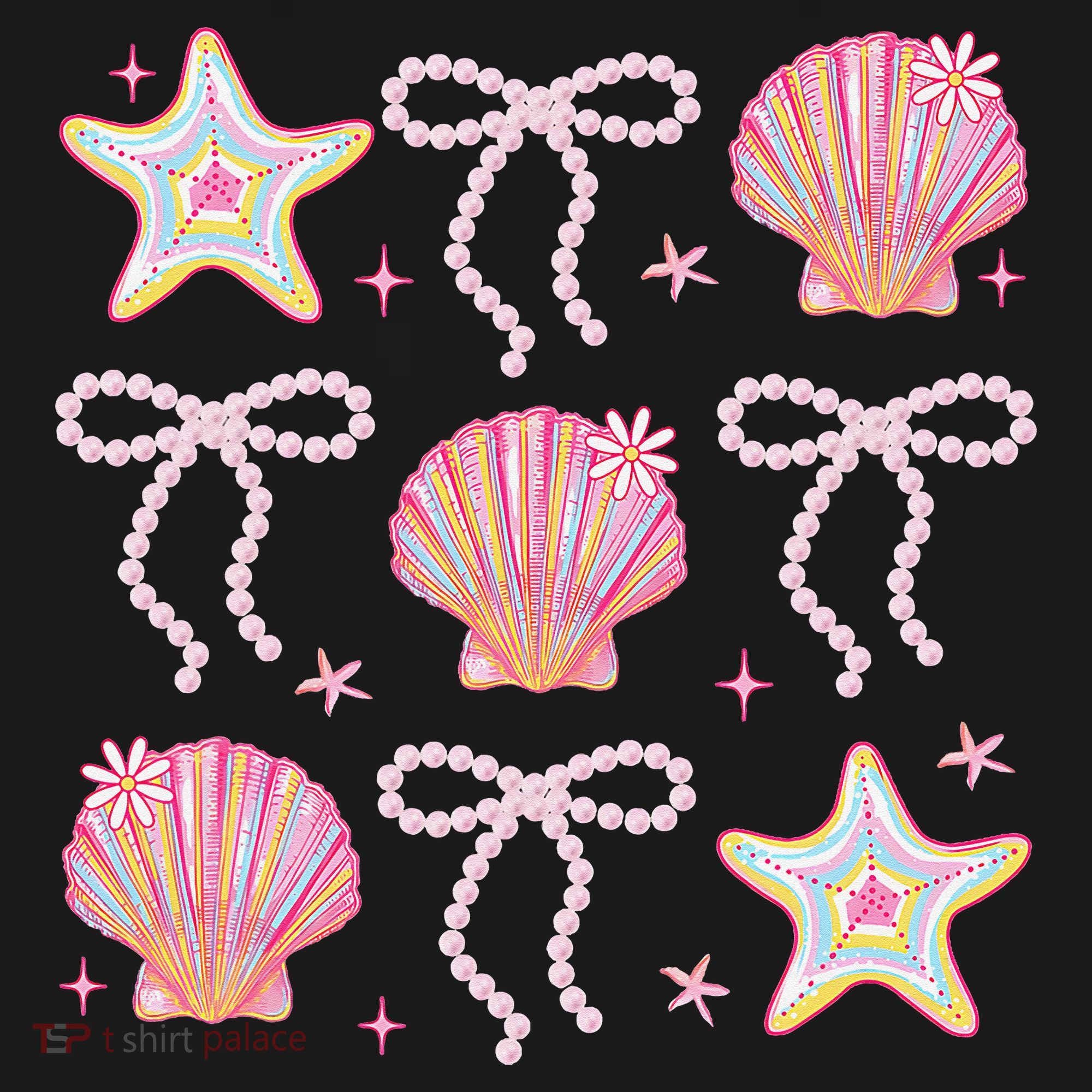 Summer Vibe Coquette Bow Pearl Clam Starfish Cotton Candy Women's Hoodie