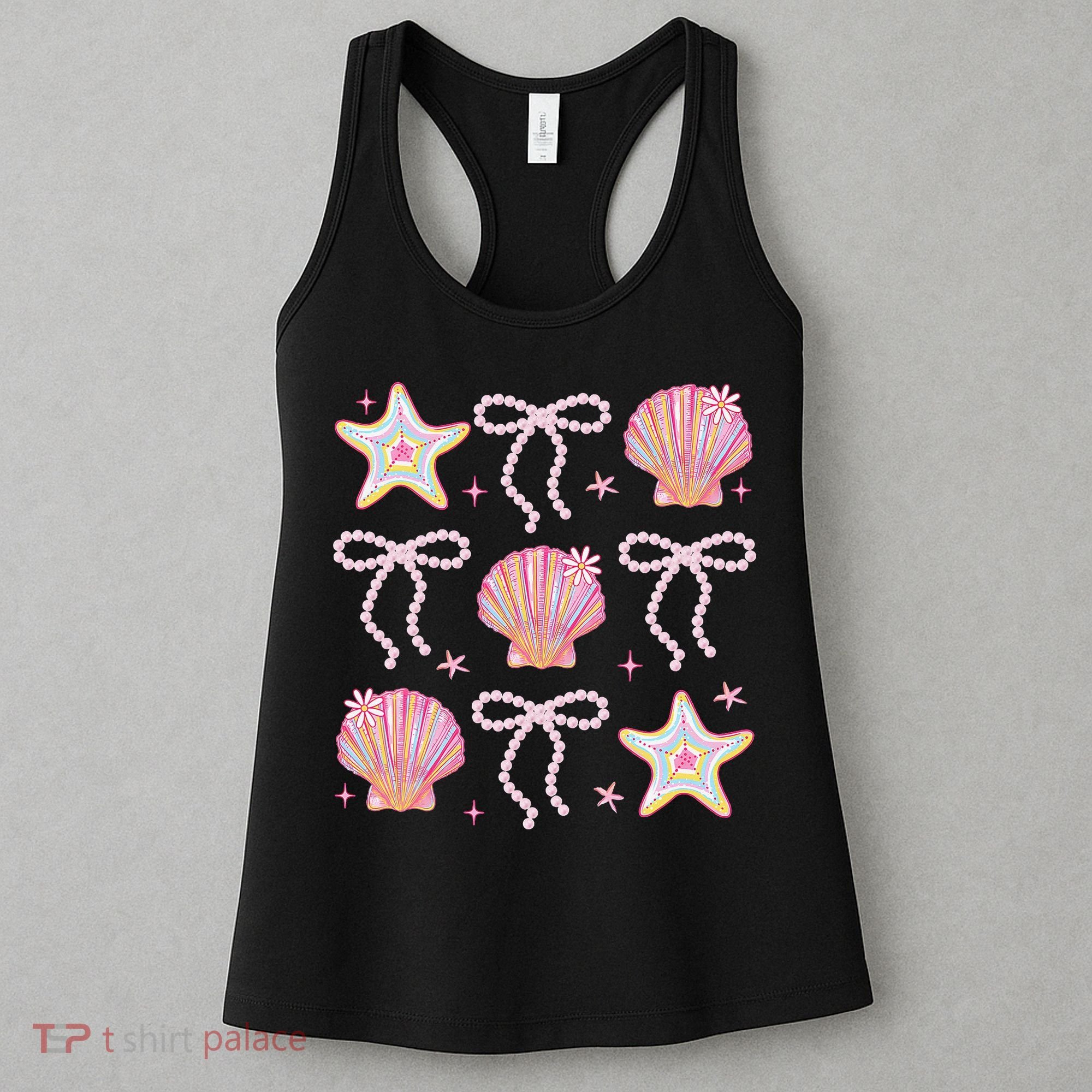 Summer Vibe Coquette Bow Pearl Clam Starfish Cotton Candy Women's Tank Top
