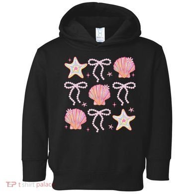 Summer Vibe Coquette Bow Pearl Clam Starfish Cotton Candy Toddler Hoodie