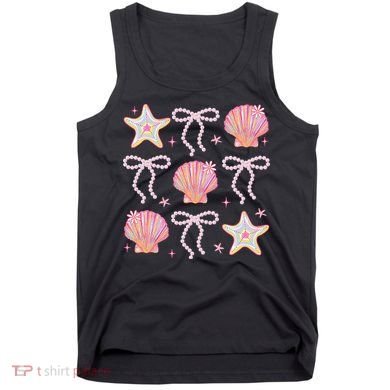 Summer Vibe Coquette Bow Pearl Clam Starfish Cotton Candy Tank Top