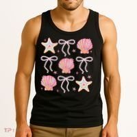 Summer Vibe Coquette Bow Pearl Clam Starfish Cotton Candy Tank Top thumb 3