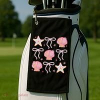 Summer Vibe Coquette Bow Pearl Clam Starfish Cotton Candy Golf Towel thumb 2