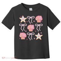 Summer Vibe Coquette Bow Pearl Clam Starfish Cotton Candy Toddler T-Shirt thumb 0
