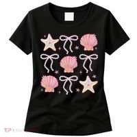 Summer Vibe Coquette Bow Pearl Clam Starfish Cotton Candy Women's T-Shirt thumb 0