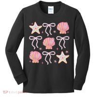 Summer Vibe Coquette Bow Pearl Clam Starfish Cotton Candy Kids Long Sleeve Shirt thumb 0