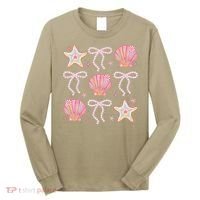 Summer Vibe Coquette Bow Pearl Clam Starfish Cotton Candy Long Sleeve Shirt thumb 0