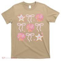 Summer Vibe Coquette Bow Pearl Clam Starfish Cotton Candy T-Shirt thumb 0
