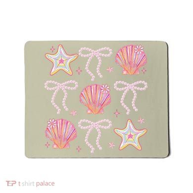 Summer Vibe Coquette Bow Pearl Clam Starfish Cotton Candy Mousepad