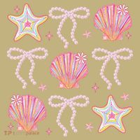 Summer Vibe Coquette Bow Pearl Clam Starfish Cotton Candy Mousepad thumb 1