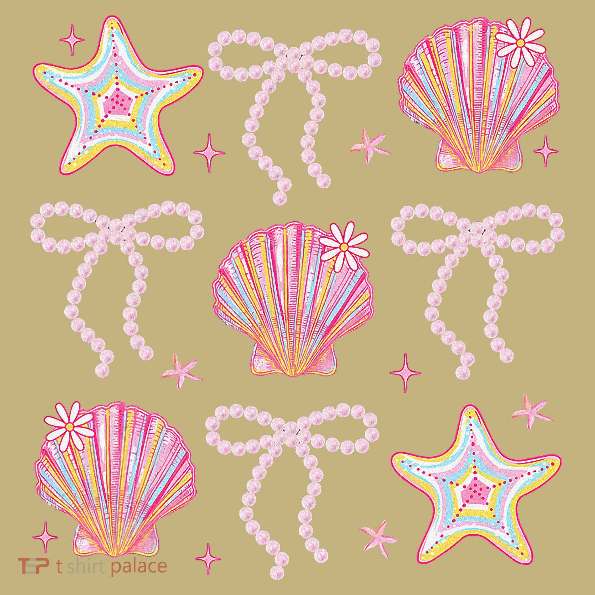 Summer Vibe Coquette Bow Pearl Clam Starfish Cotton Candy Mousepad