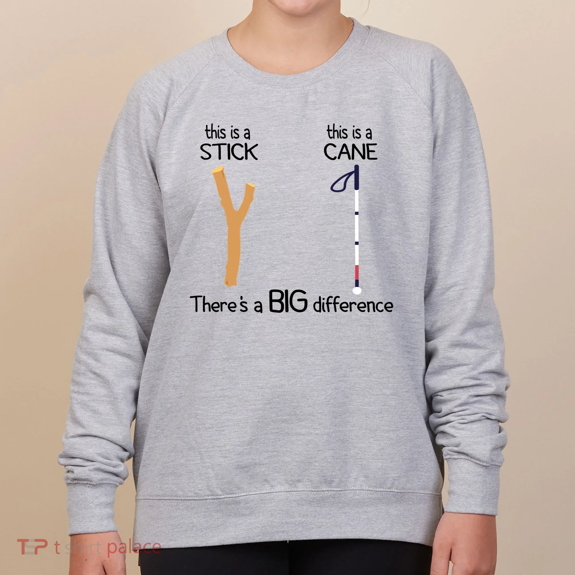 Stick Vs Cane TVI White Cane Awareness Blind Women's Sweatshirt
