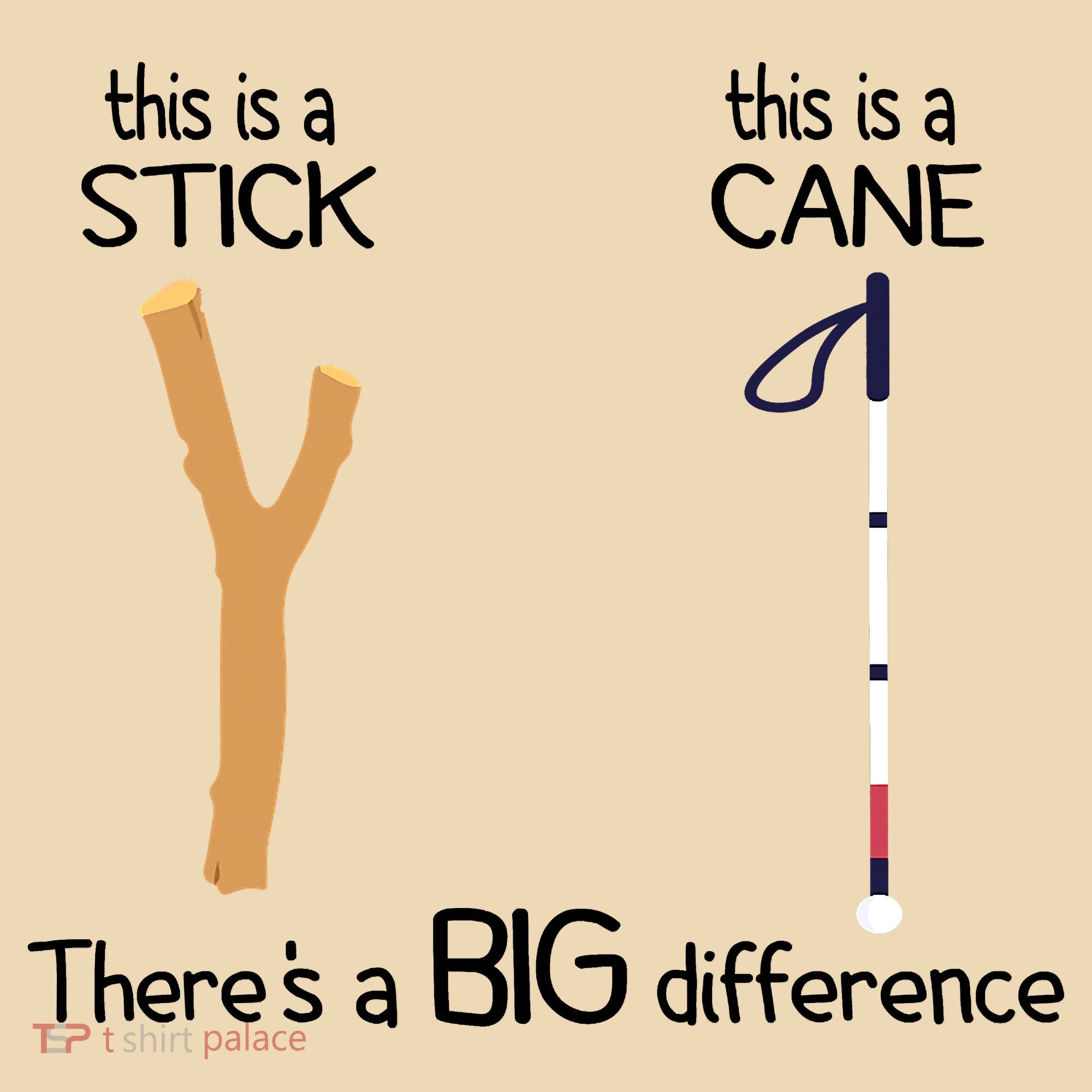 Stick Vs Cane TVI White Cane Awareness Blind Tote Bag
