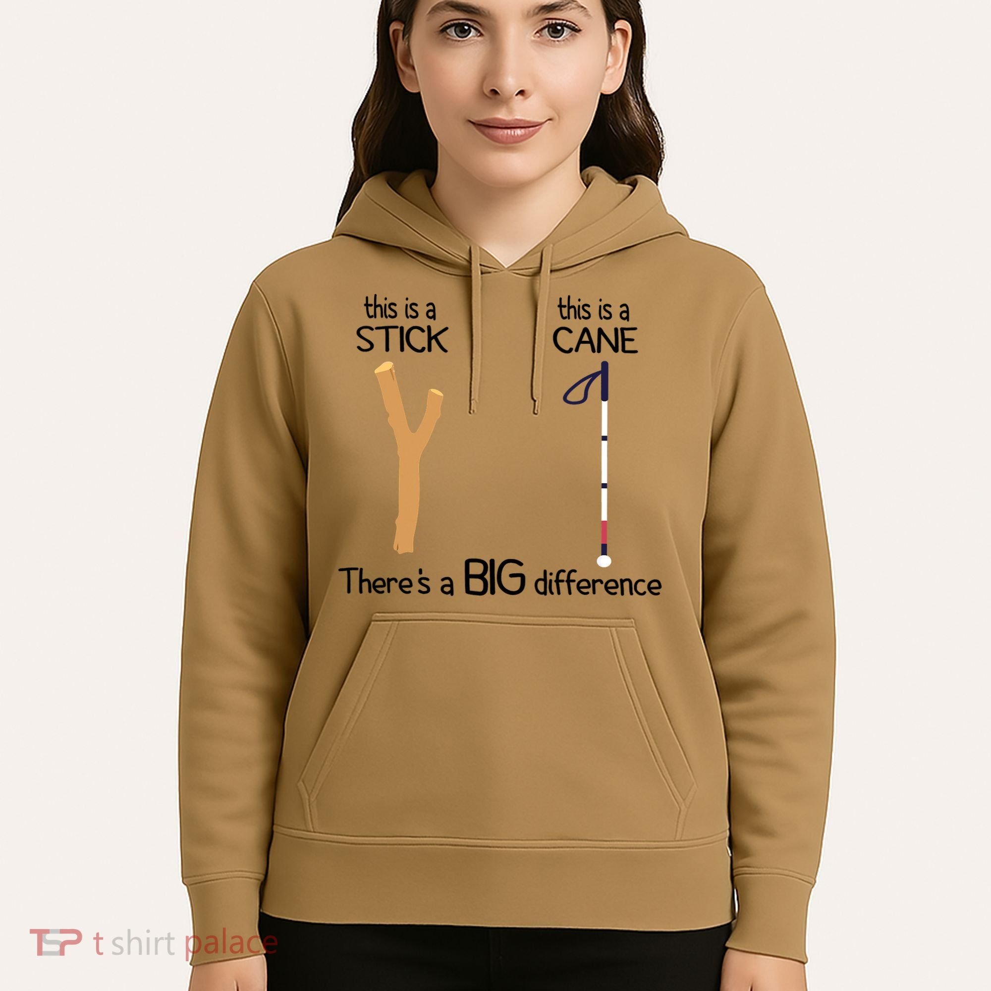 Stick Vs Cane TVI White Cane Awareness Blind Hoodie