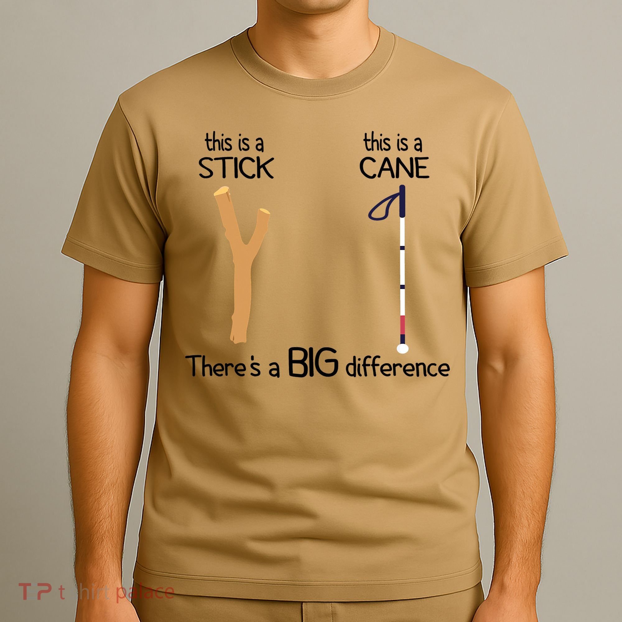 Stick Vs Cane TVI White Cane Awareness Blind T-Shirt