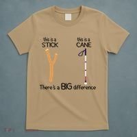 Stick Vs Cane TVI White Cane Awareness Blind T-Shirt thumb 5