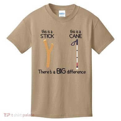 Stick Vs Cane TVI White Cane Awareness Blind Kids T-Shirt