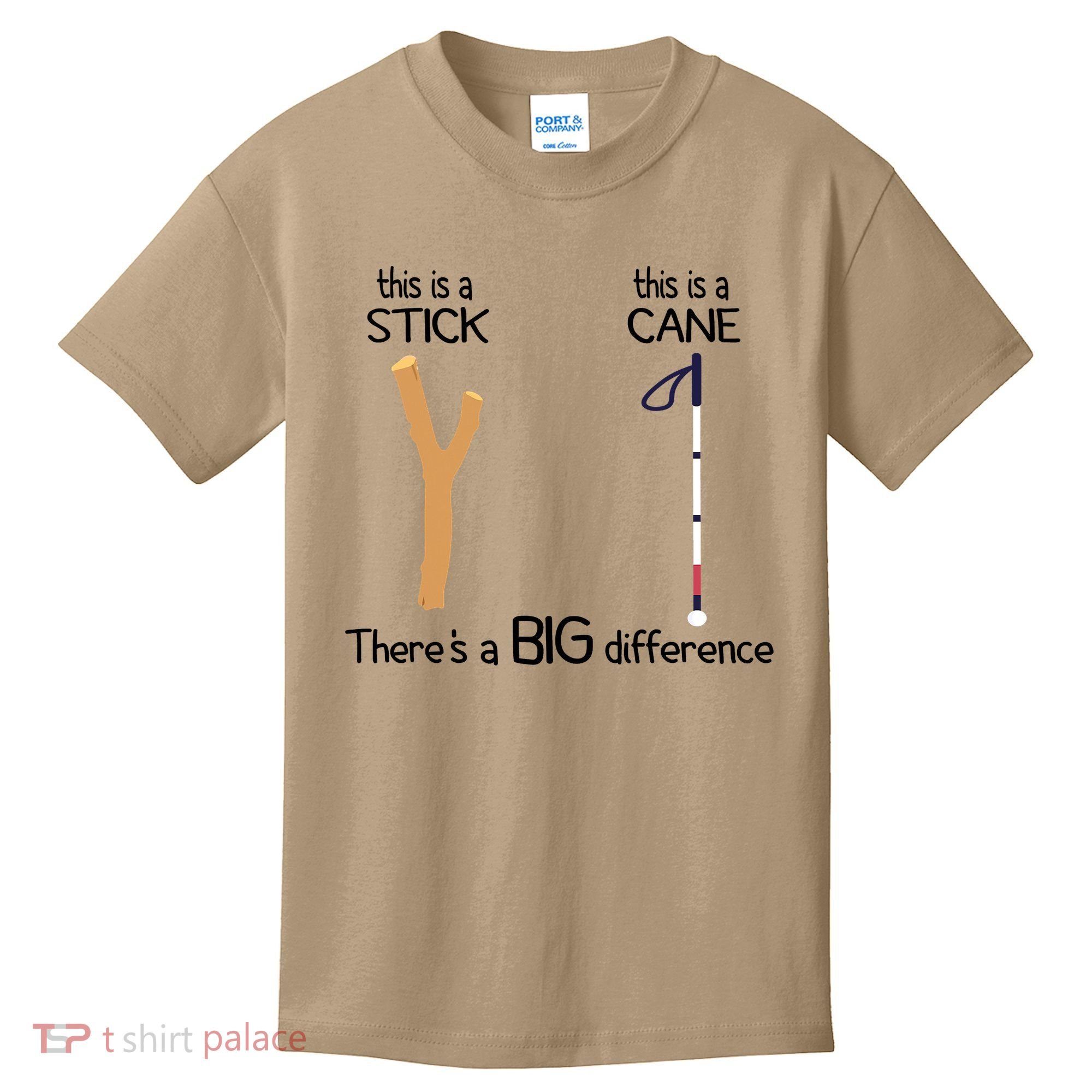 Stick Vs Cane TVI White Cane Awareness Blind Kids T-Shirt