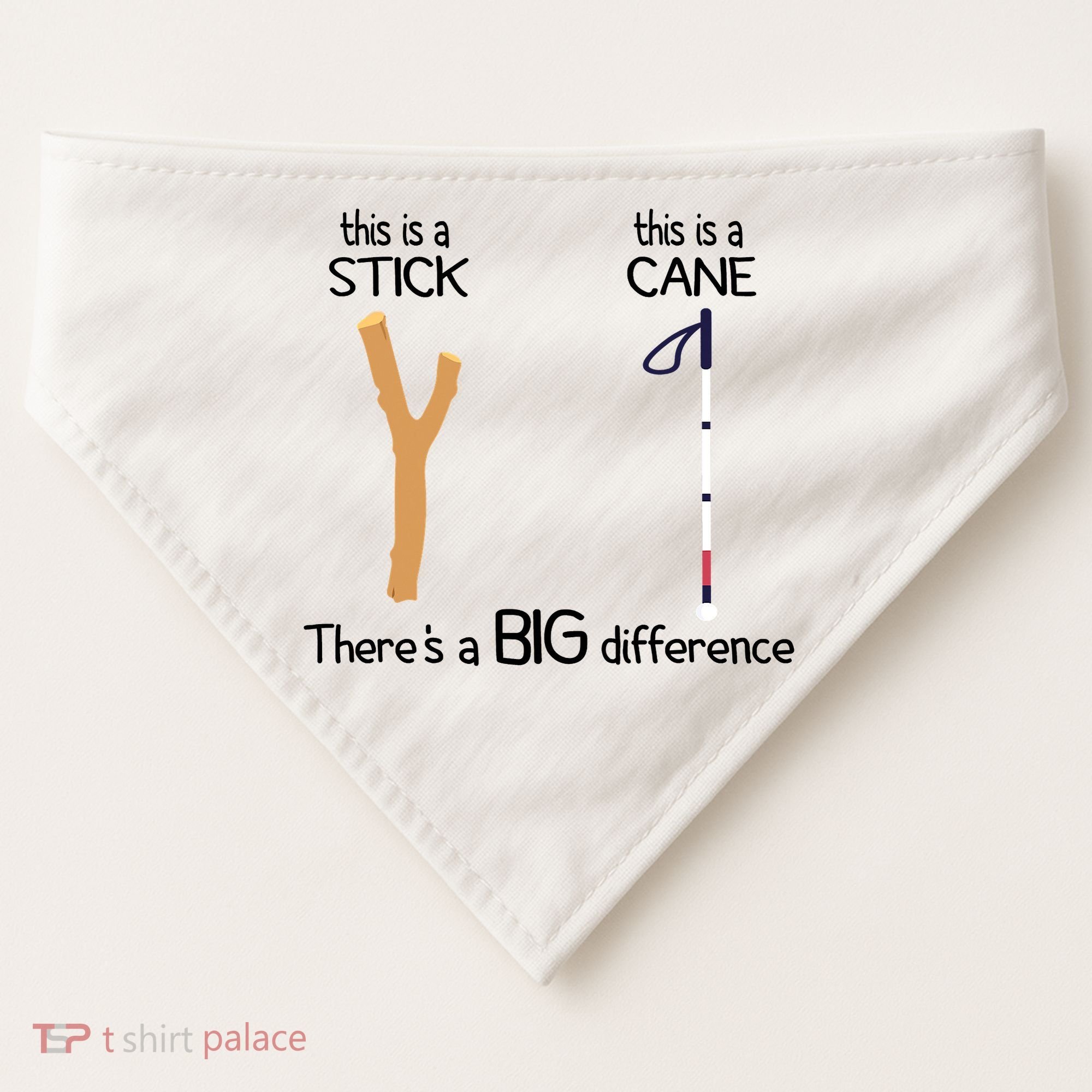 Stick Vs Cane TVI White Cane Awareness Blind USA-Made Doggie Bandana