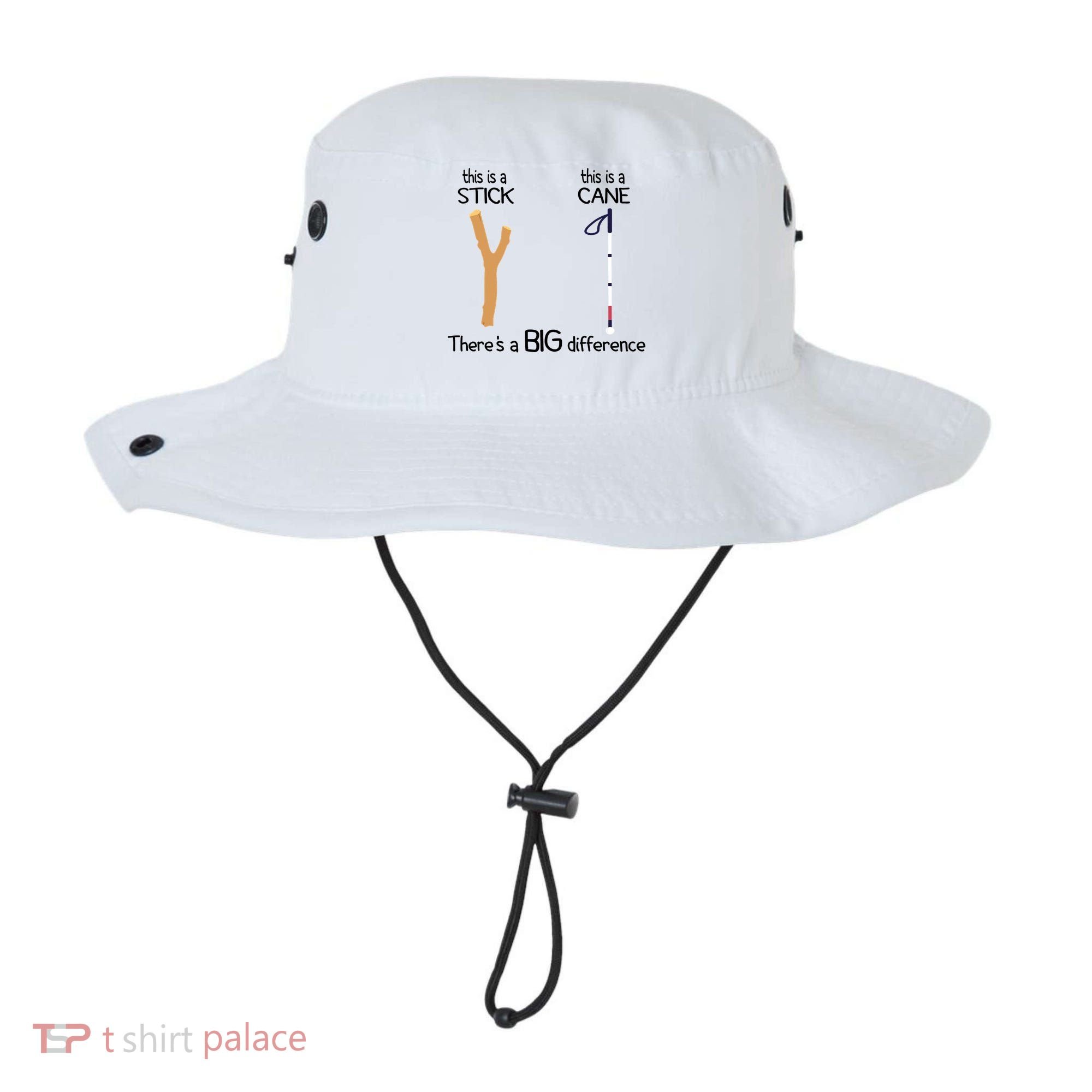 Stick Vs Cane TVI White Cane Awareness Blind Bucket Hat