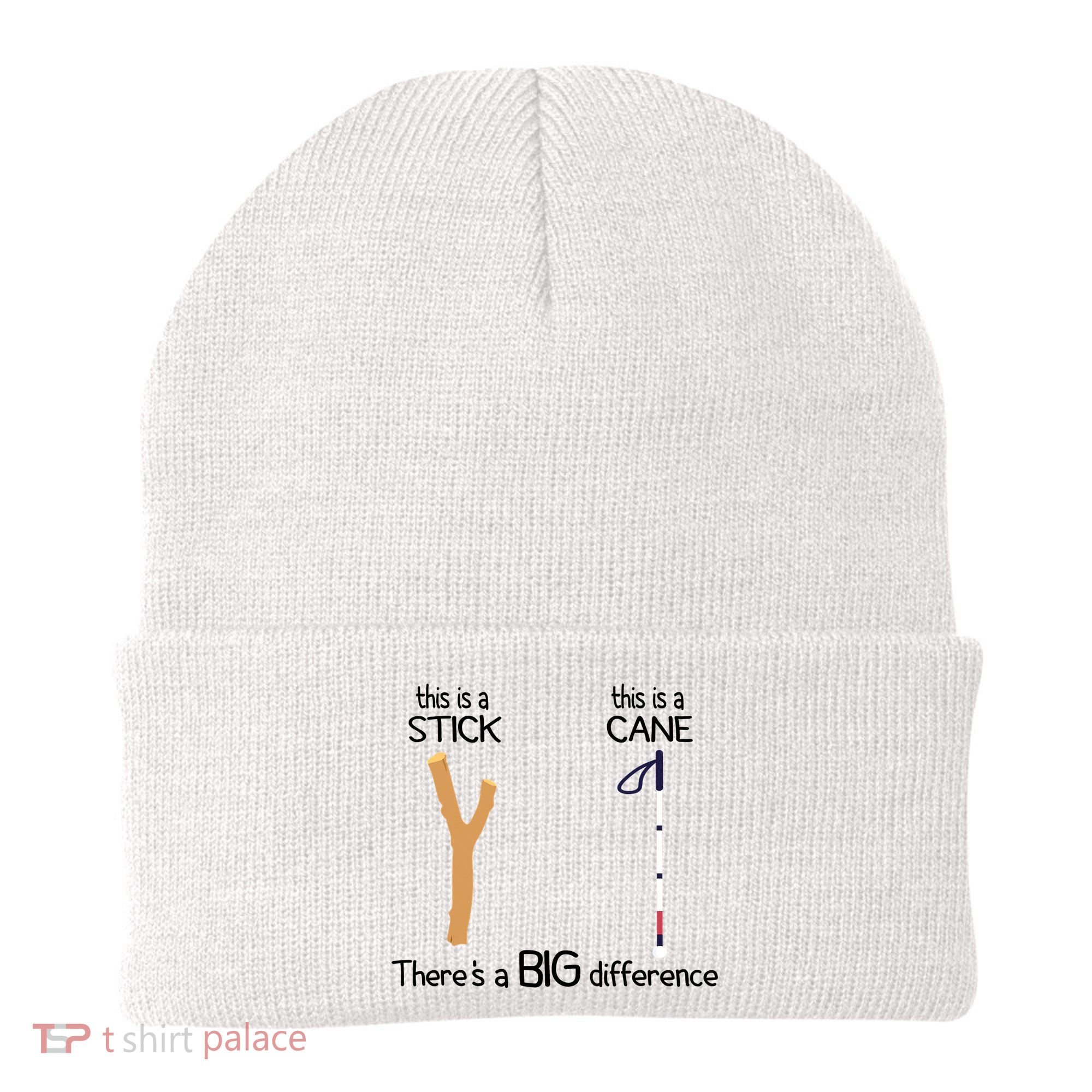 Stick Vs Cane TVI White Cane Awareness Blind Beanie