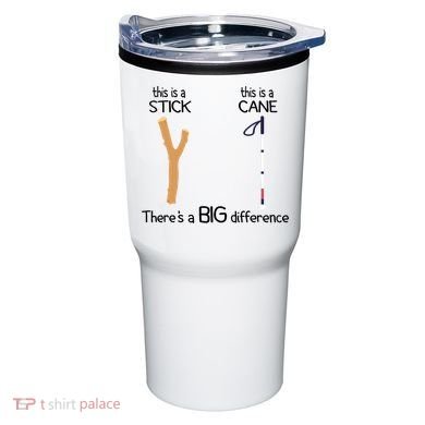 Stick Vs Cane TVI White Cane Awareness Blind Tumbler