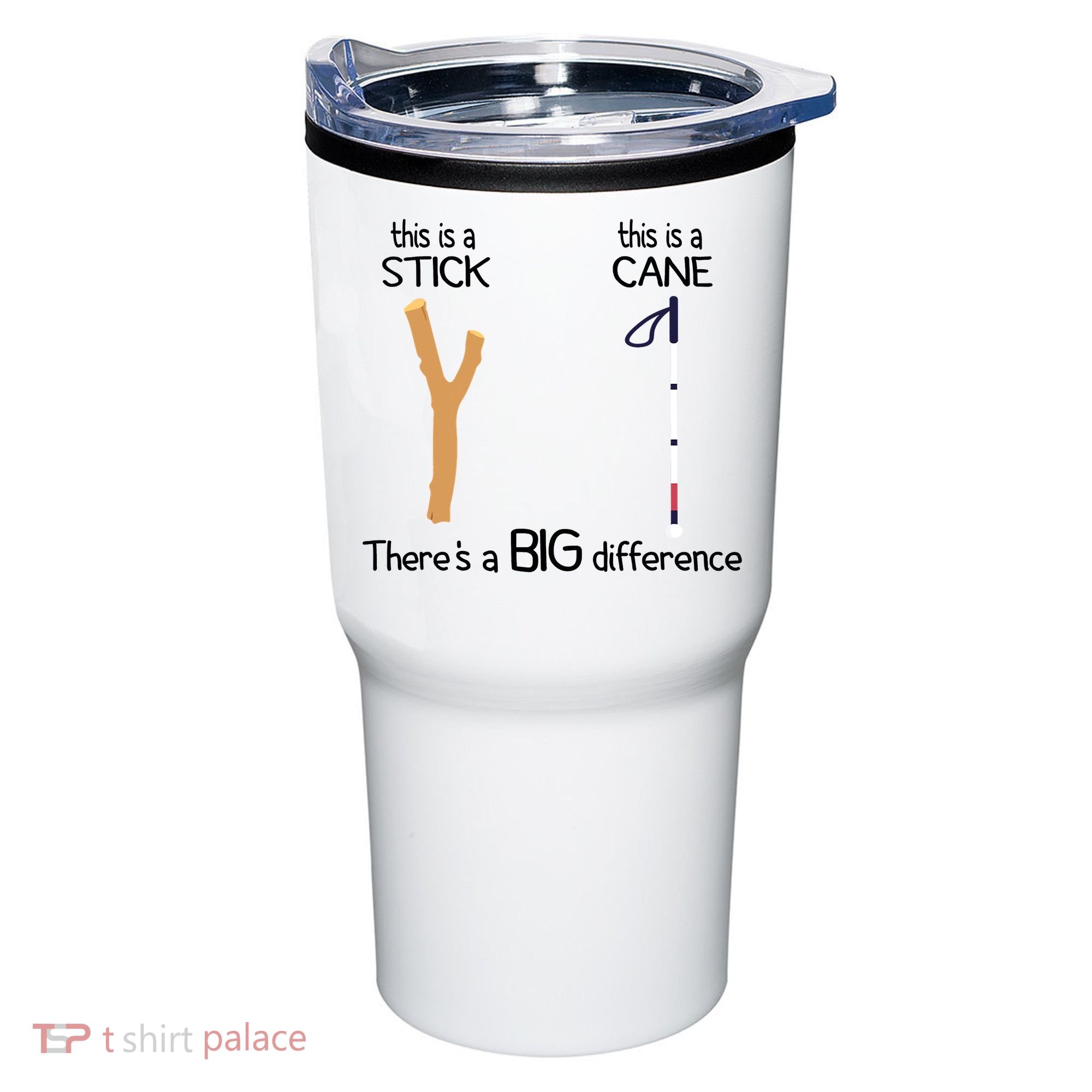 Stick Vs Cane TVI White Cane Awareness Blind Tumbler