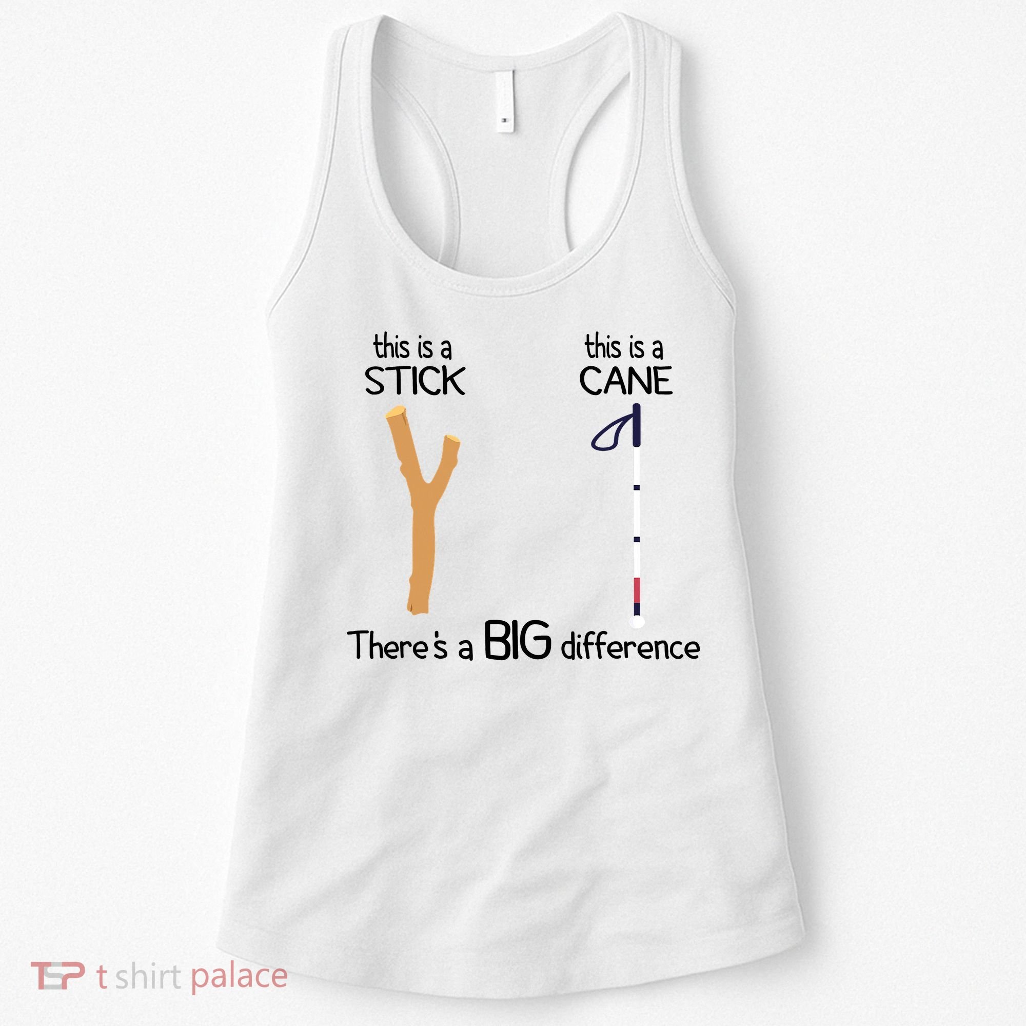 Stick Vs Cane TVI White Cane Awareness Blind Women's Tank Top