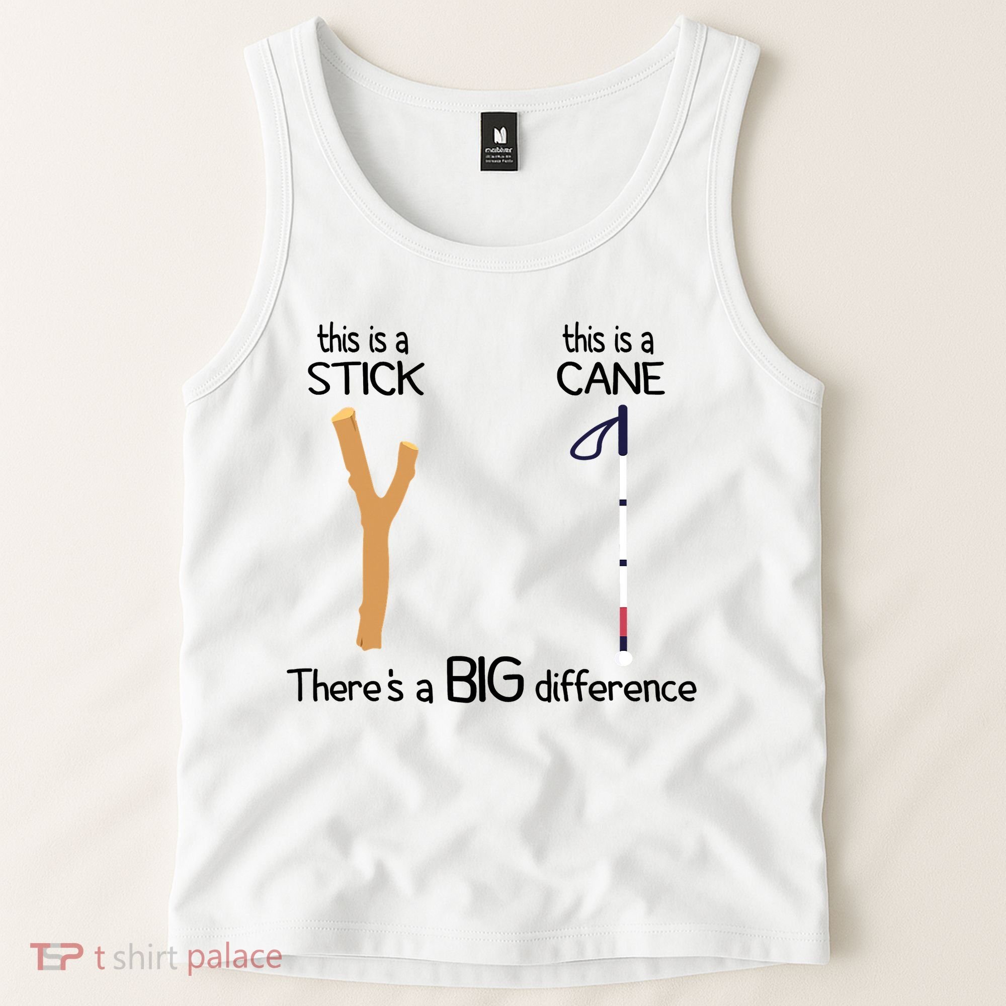Stick Vs Cane TVI White Cane Awareness Blind Tank Top