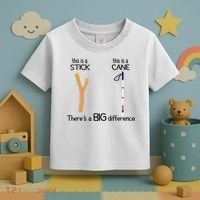 Stick Vs Cane TVI White Cane Awareness Blind Toddler T-Shirt thumb 3