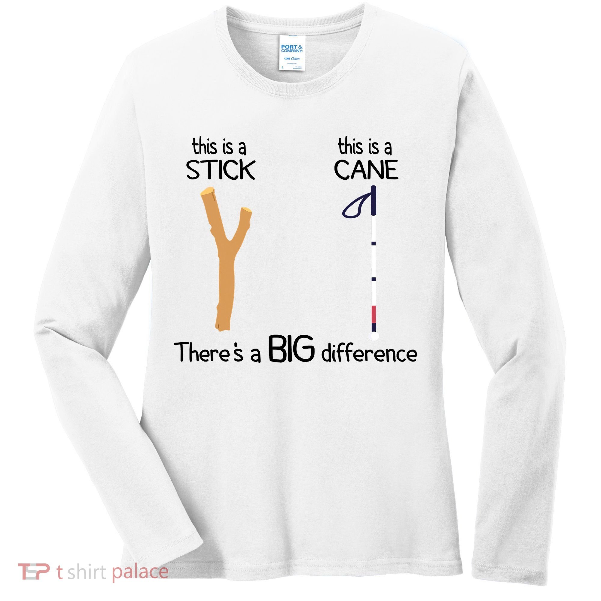 Stick Vs Cane TVI White Cane Awareness Blind Women's Long Sleeve Shirt