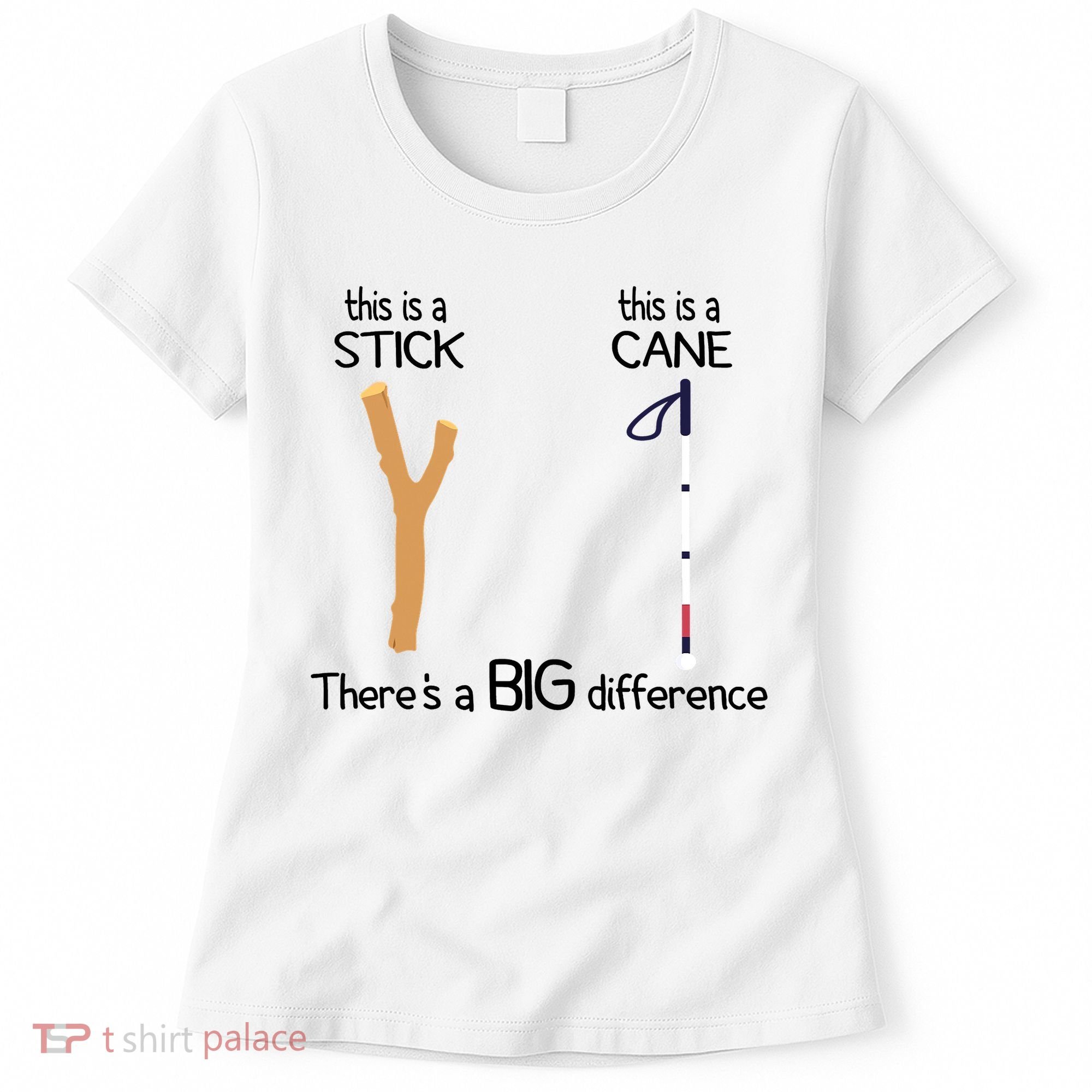Stick Vs Cane TVI White Cane Awareness Blind Women's T-Shirt