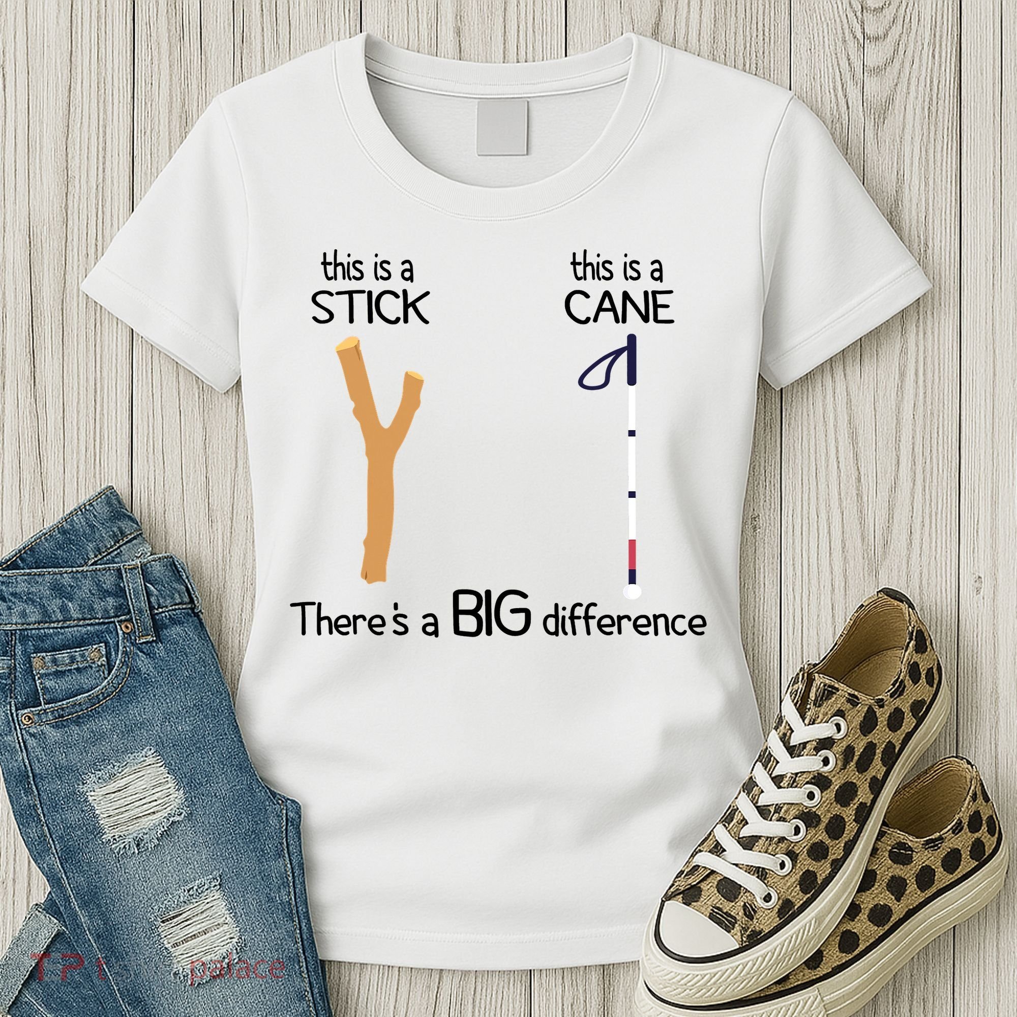 Stick Vs Cane TVI White Cane Awareness Blind Women's T-Shirt
