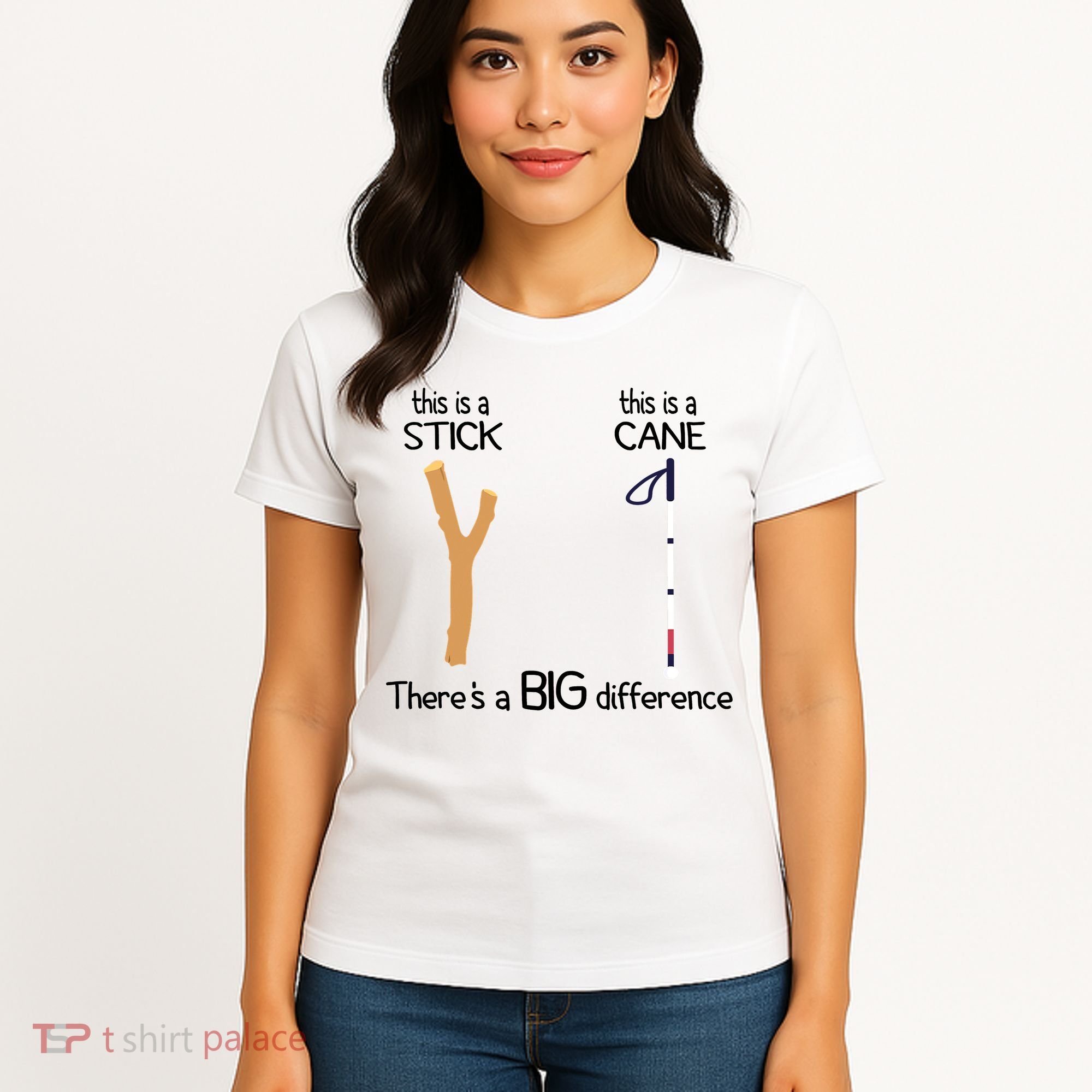 Stick Vs Cane TVI White Cane Awareness Blind Women's T-Shirt