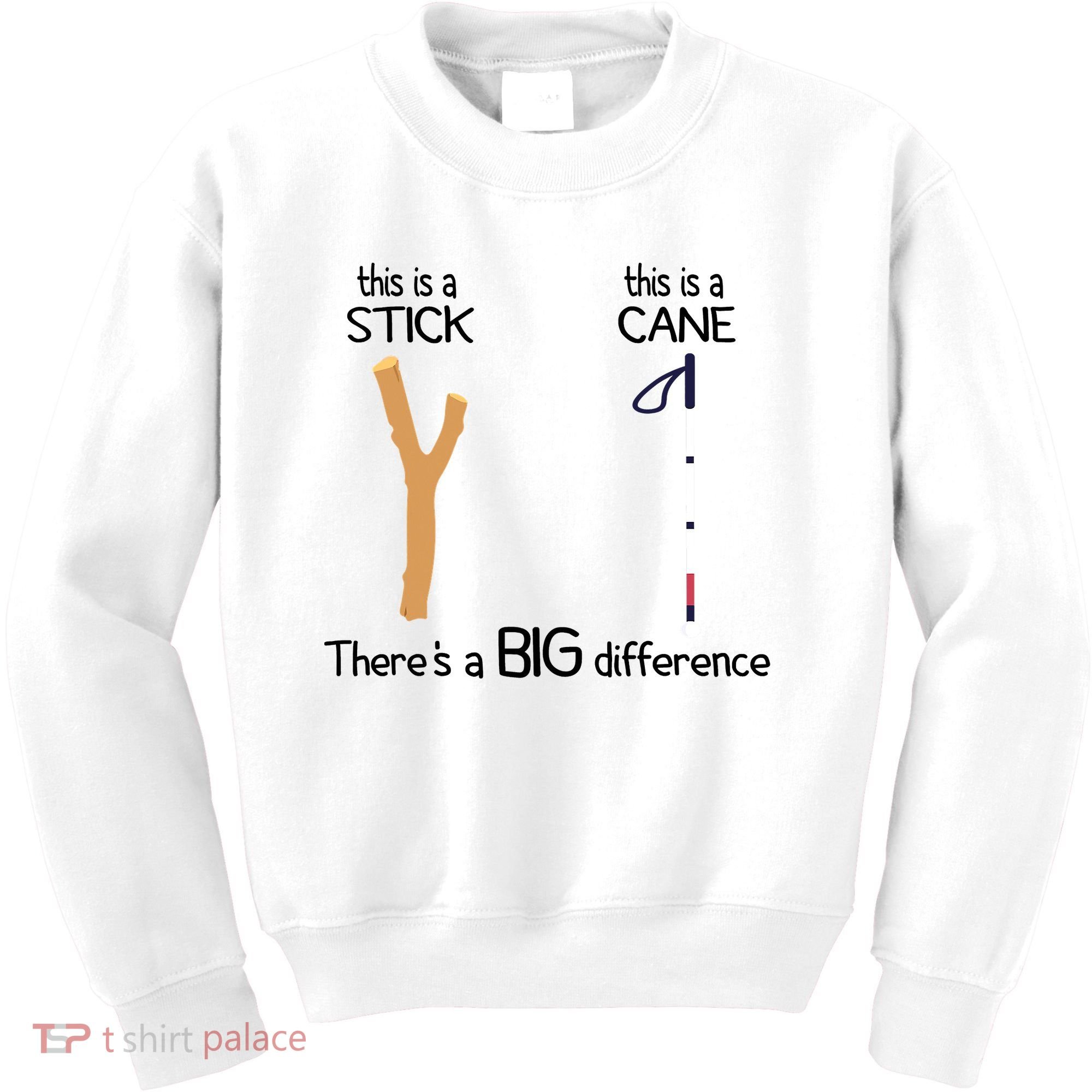 Stick Vs Cane TVI White Cane Awareness Blind Kids Sweatshirt