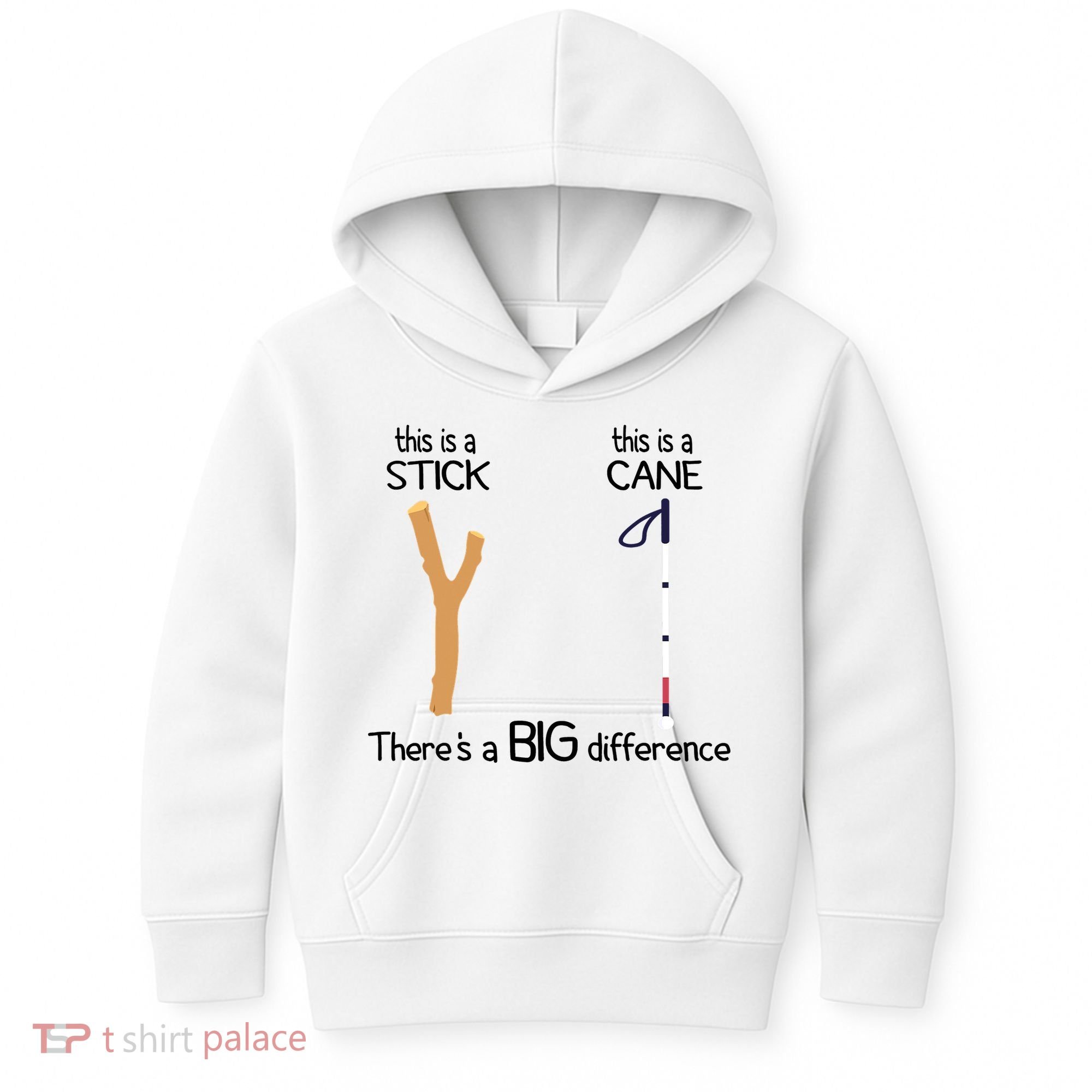 Stick Vs Cane TVI White Cane Awareness Blind Kids Hoodie
