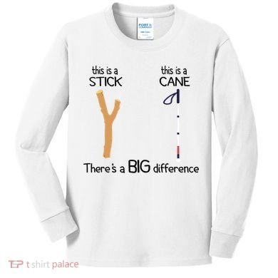 Stick Vs Cane TVI White Cane Awareness Blind Kids Long Sleeve Shirt
