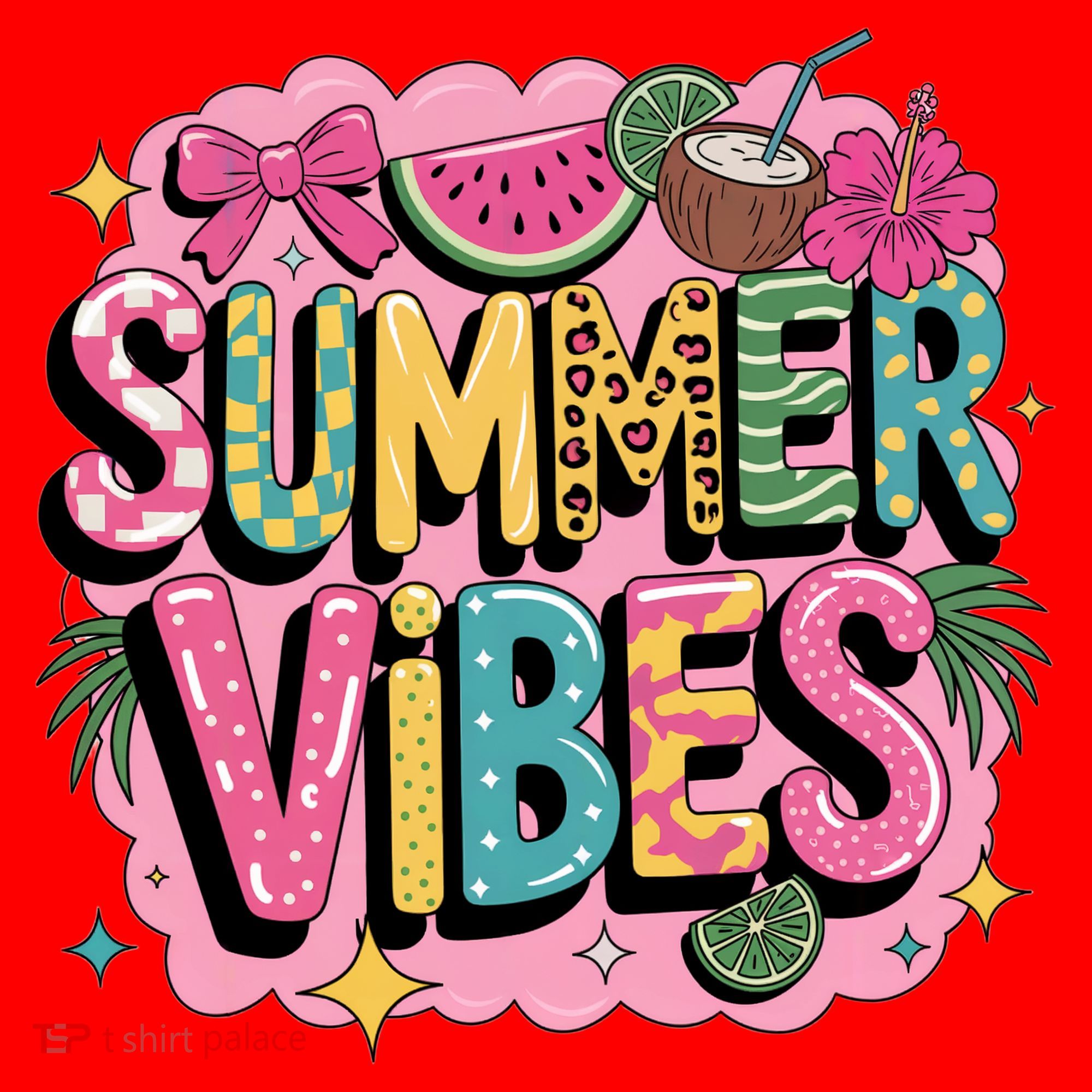 Summer Vibes Couqette Bow Melon Santa Hat
