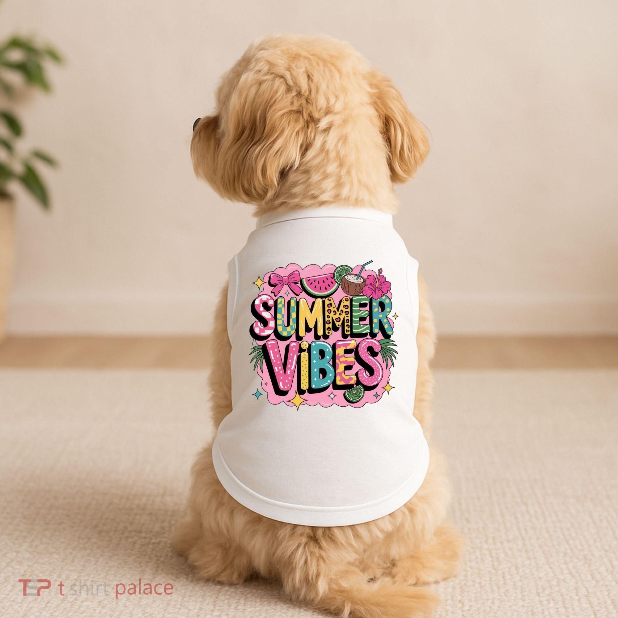 Summer Vibes Couqette Bow Melon Doggie Tank