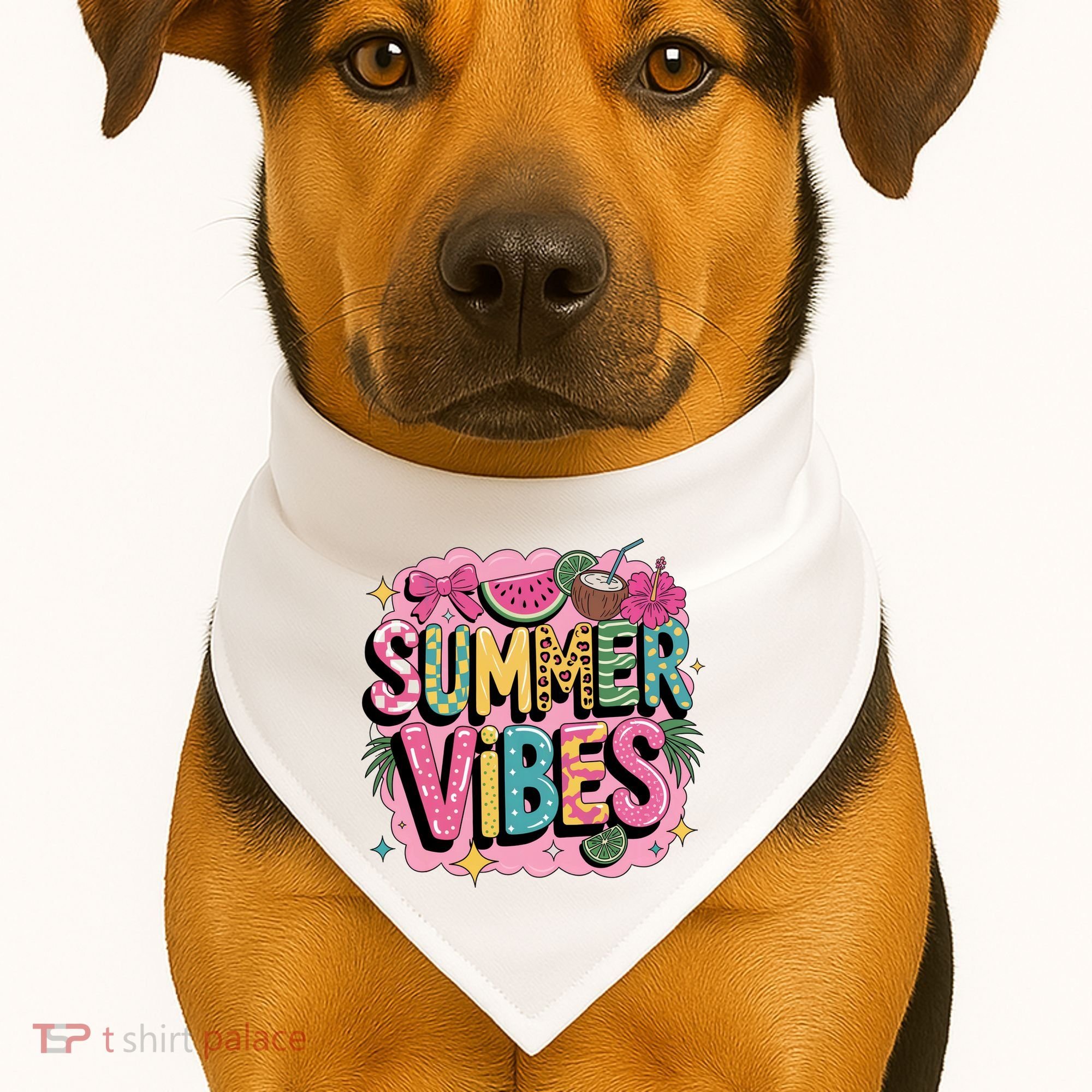 Summer Vibes Couqette Bow Melon USA-Made Doggie Bandana