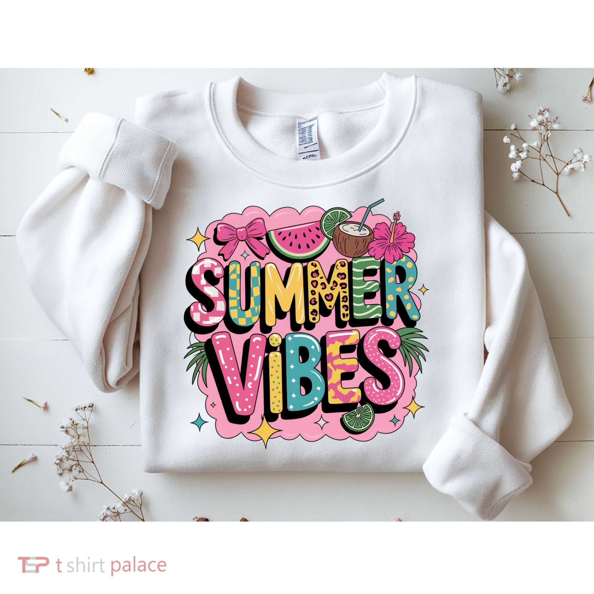 Summer Vibes Couqette Bow Melon Sweatshirt
