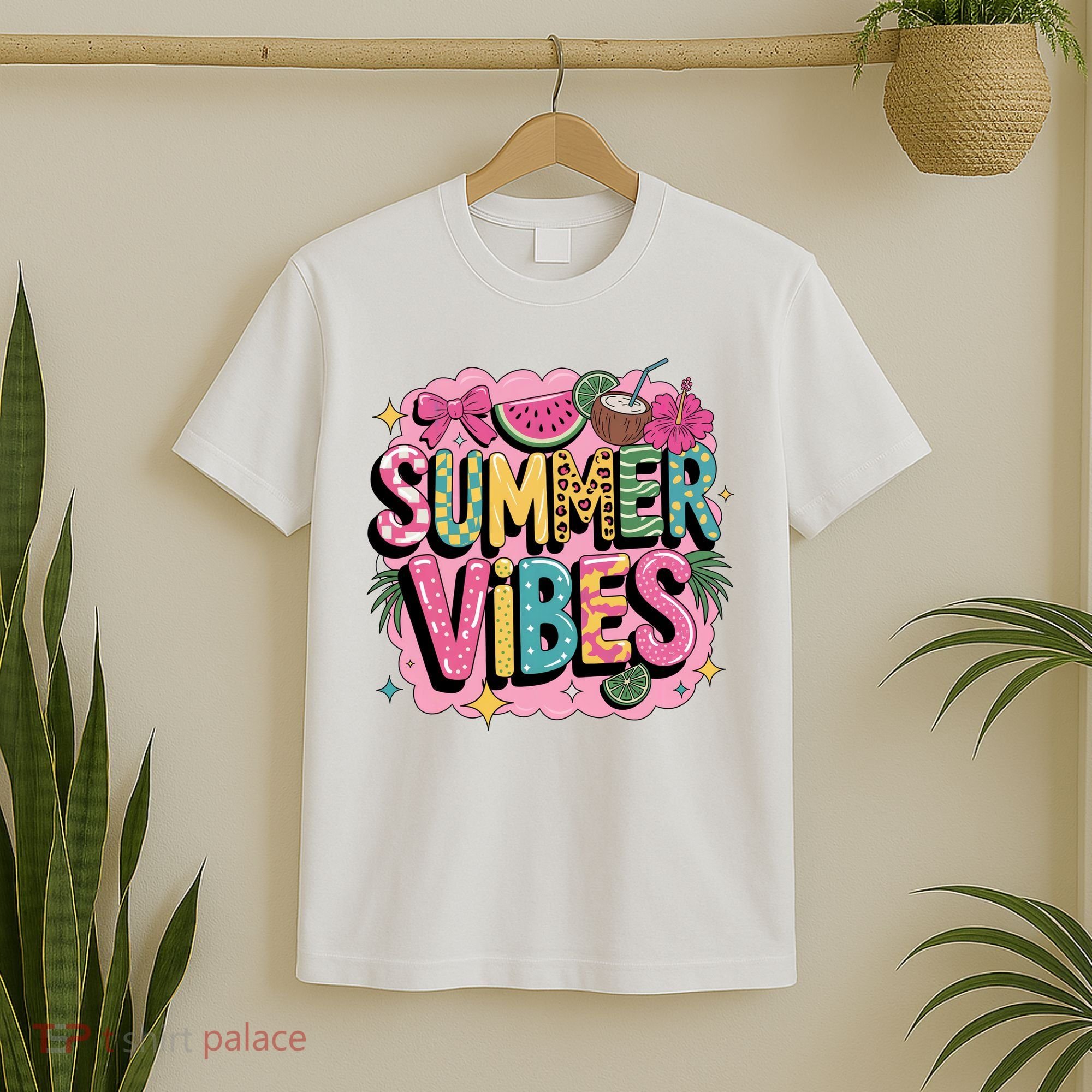 Summer Vibes Couqette Bow Melon T-Shirt
