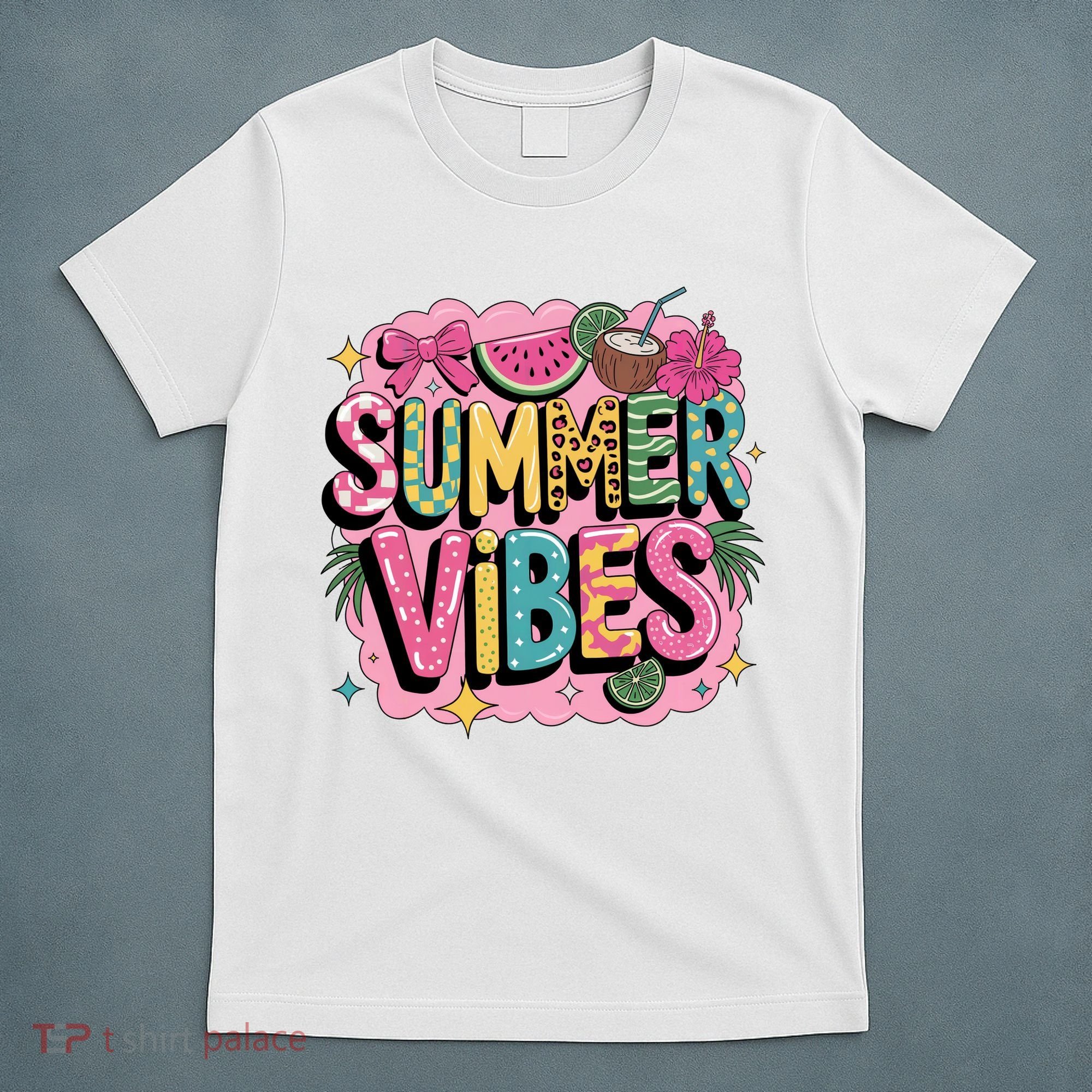 Summer Vibes Couqette Bow Melon T-Shirt