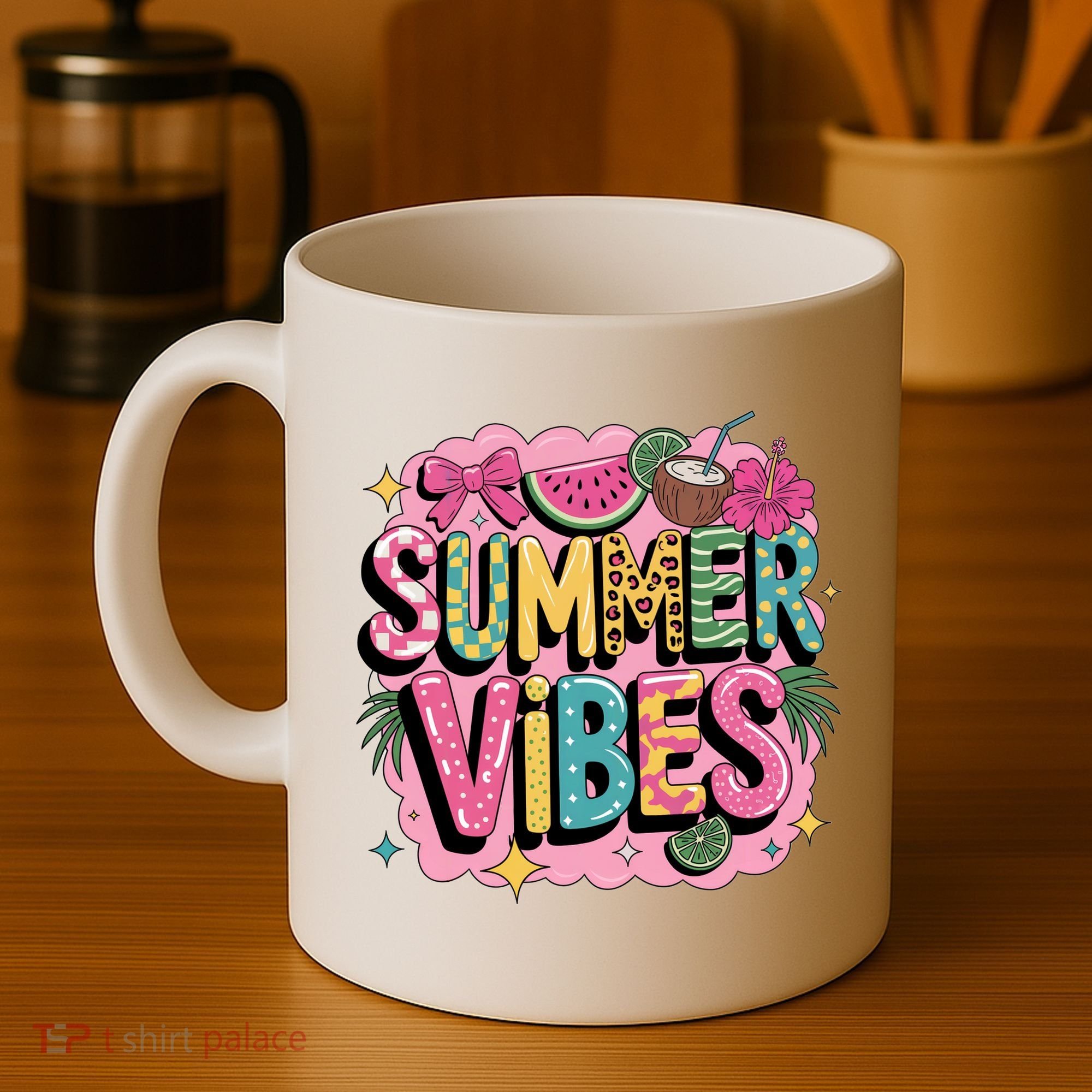 Summer Vibes Couqette Bow Melon Coffee Mug