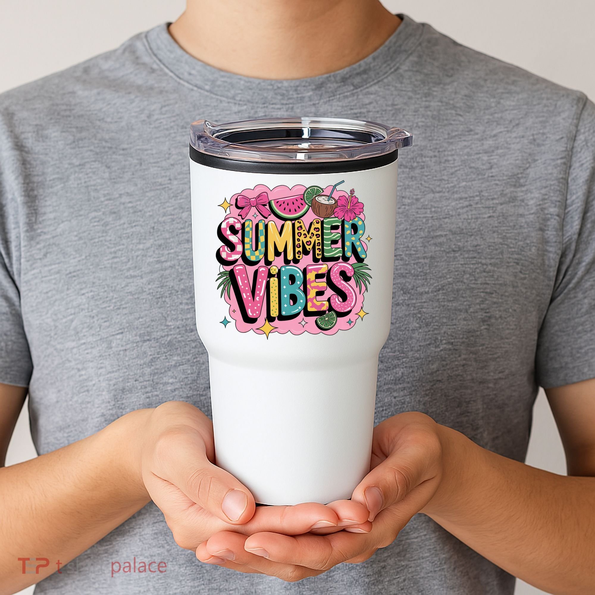 Summer Vibes Couqette Bow Melon Tumbler