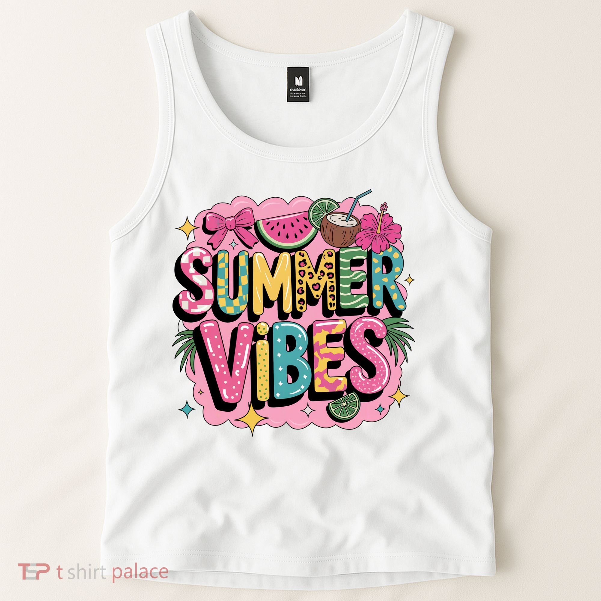 Summer Vibes Couqette Bow Melon Tank Top
