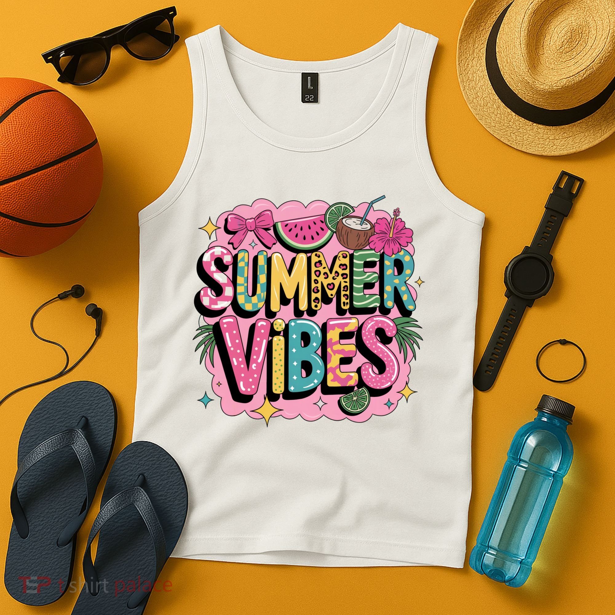 Summer Vibes Couqette Bow Melon Tank Top