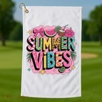 Summer Vibes Couqette Bow Melon Golf Towel thumb 1