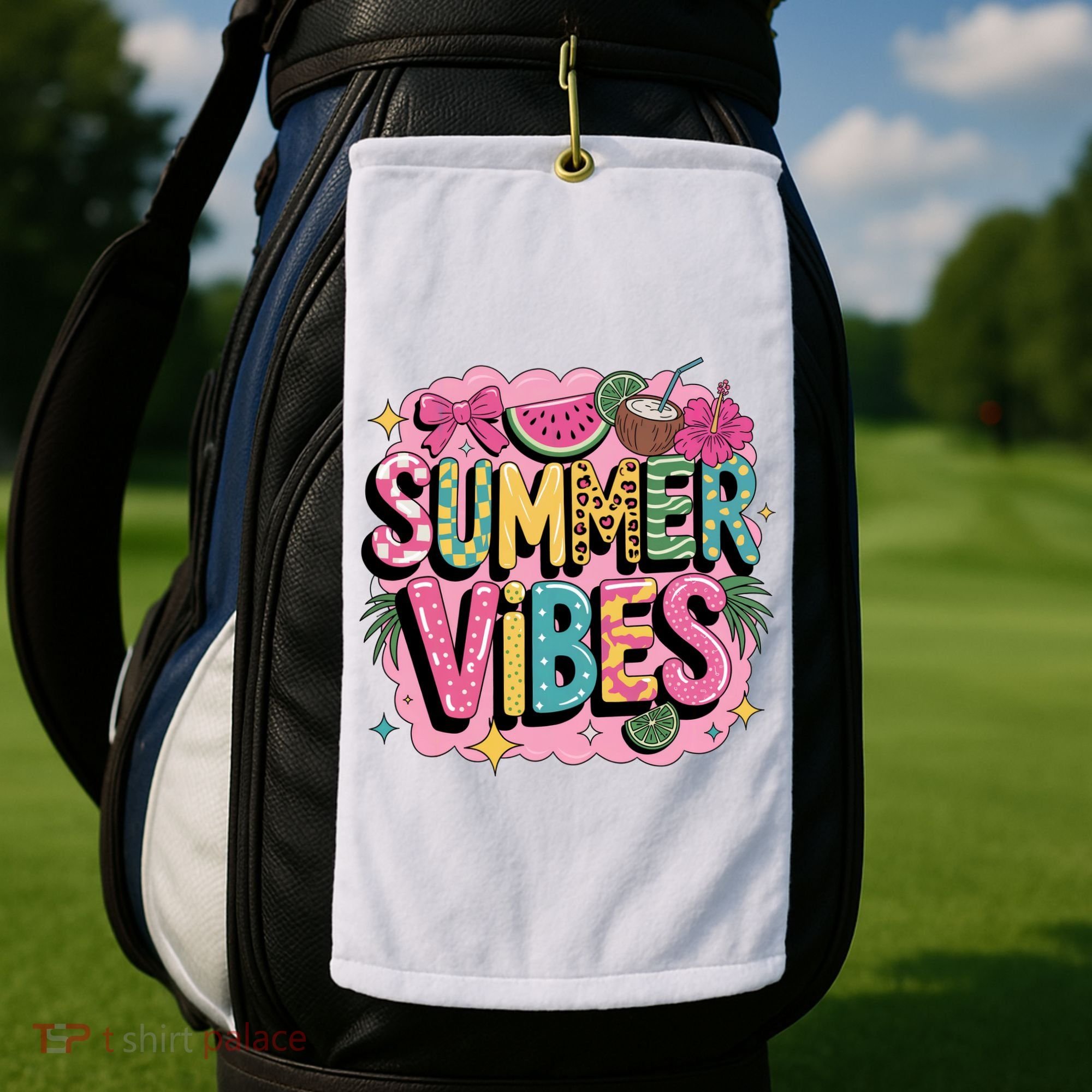 Summer Vibes Couqette Bow Melon Golf Towel