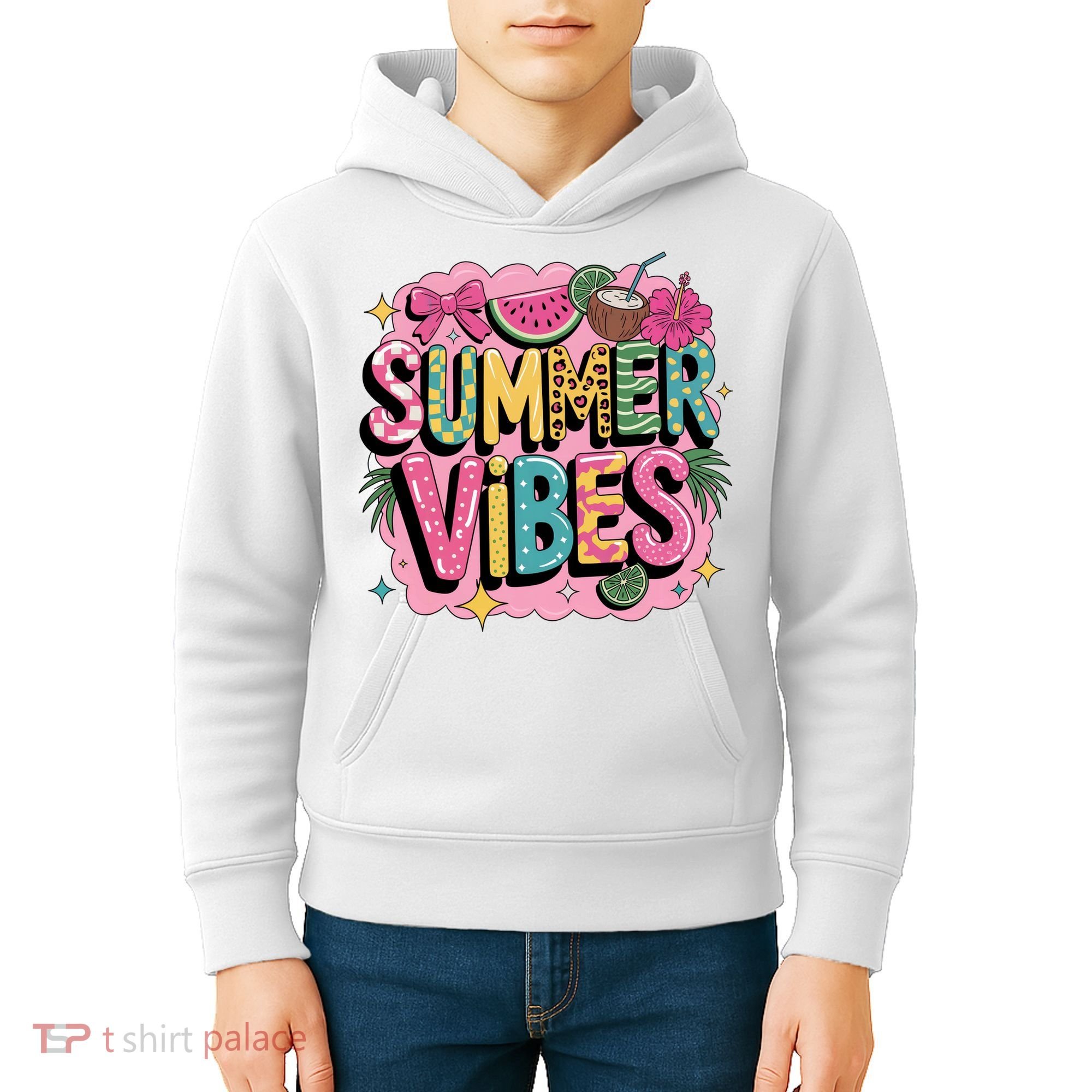 Summer Vibes Couqette Bow Melon Kids Hoodie